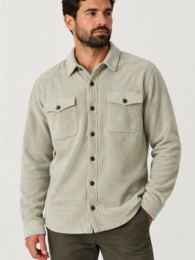 Vuori Men’s Shirt Jacket  Sage Green Button Up Lightweight